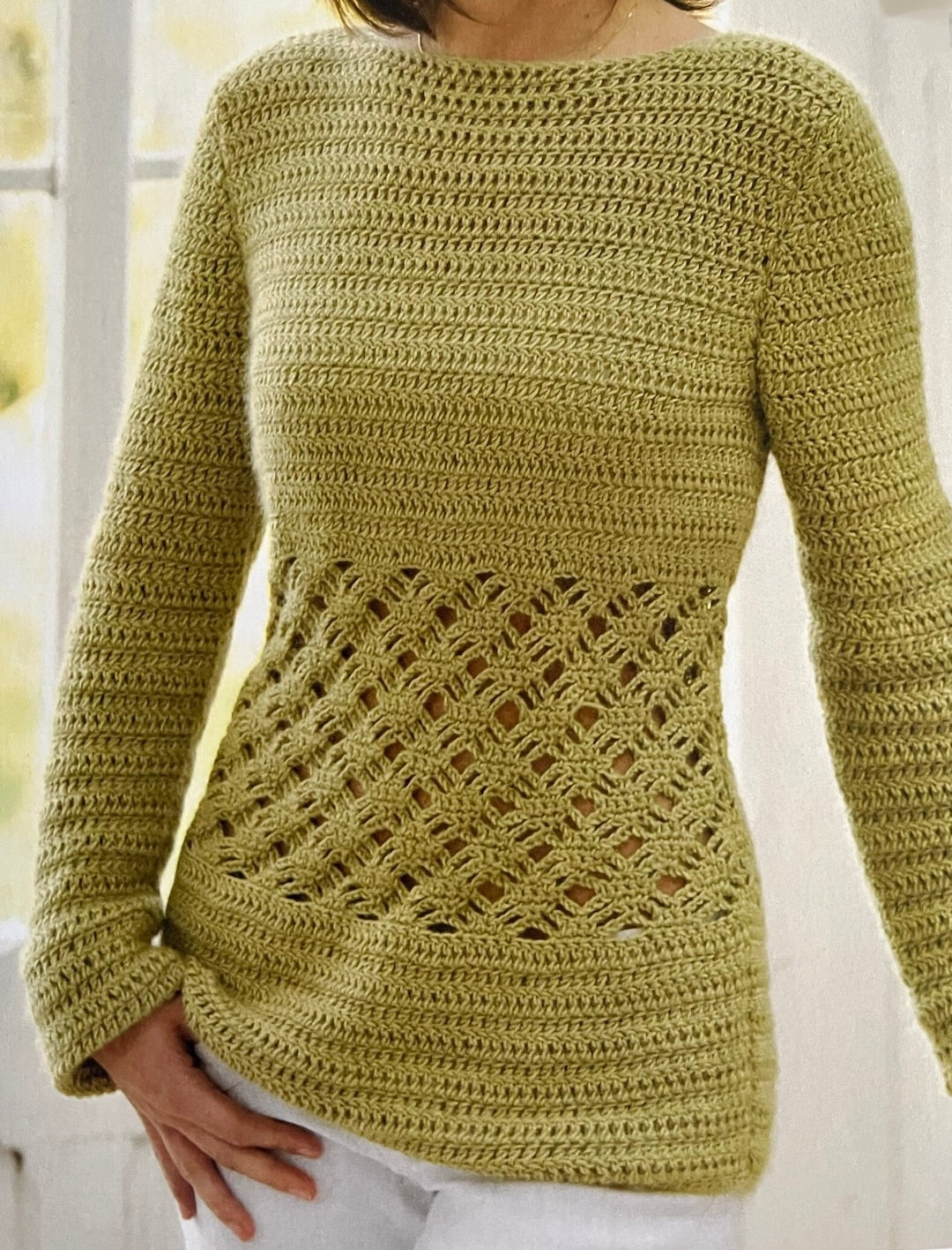 Beautiful Long Crochet Panel Sweater Pattern Crocheting A Cute Openwork ...