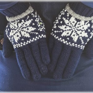 Snöflingehandskar Stickmönster Fair Isle Vante Handledning Jul Vintertema Handstickning för Varma, Gosiga Händer Direkt Digital Nedladdning