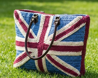 Gehaakt Union Jack-taspatroon Maak een shoppingtas met vlagthema-ontwerp haaktutorial unieke tassen haken direct digitale download