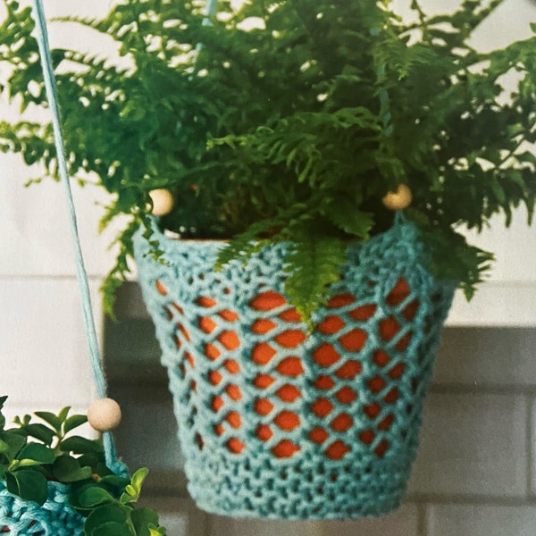 Lovely Knitted Hanging Plant Pot Covers Knitting Pattern Instant Download