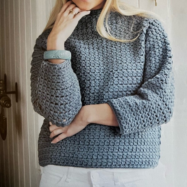 Crochet Classic Cropped Sweater Pattern Easy Jumper For Beginners Instant Download