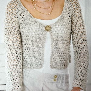 Crochet Bell Sleeved Cardigan Open Mesh Style Pattern Instant Download