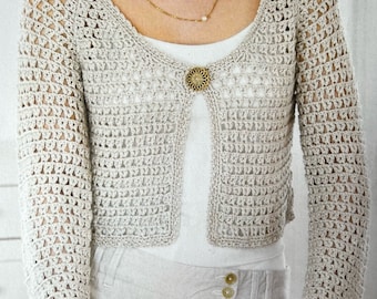 Crochet Cardigan Pattern Bell Sleeved Cardigan Openwork Mesh Style Create a Cosy Design Crocheting Tutorial Instant Digital Download