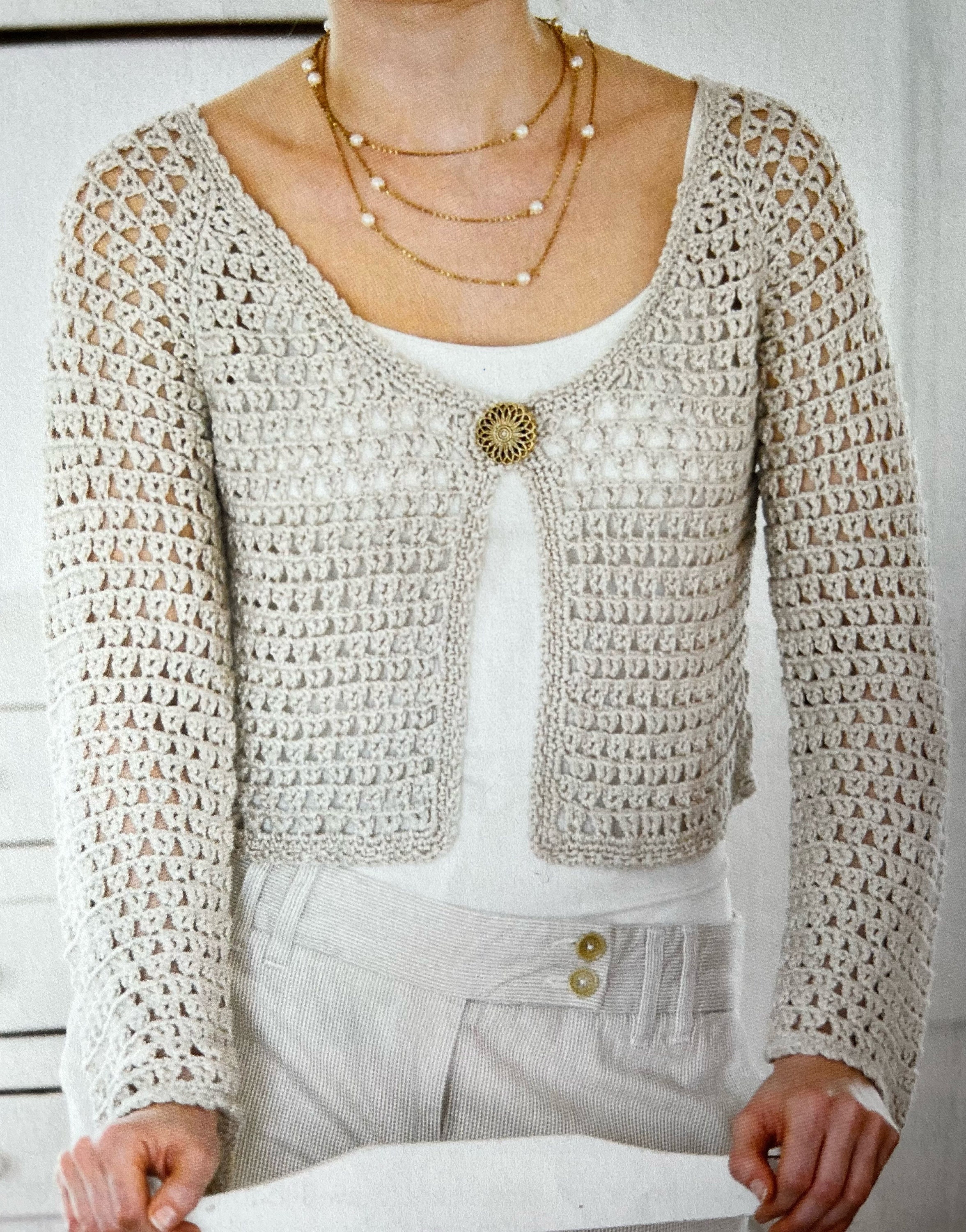 Crochet Cardigan Pattern Bell Sleeved Cardigan Openwork Mesh Crochet Cardigan Pattern Bell Sleeved Cardigan Openwork Mesh