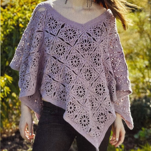 Boho Chic Crochet Granny Square Poncho Pattern A Lovely Retro 1970's Styled Poncho Instant Download