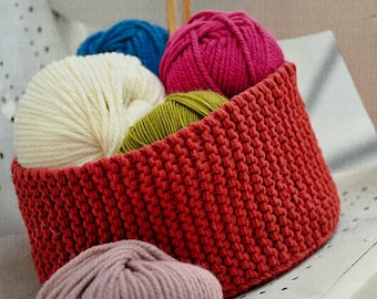 Knitted Chunky Basket Pattern Ideal For Beginners Oversized Baskets Knitting Tutorial Easy Design For Your Home Instant Digital Download