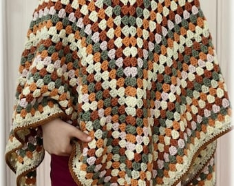 Crochet Child's Granny Square Poncho Pattern Easy Crochet Design To Follow Create Colourful Gifts With This Instant Digital Download
