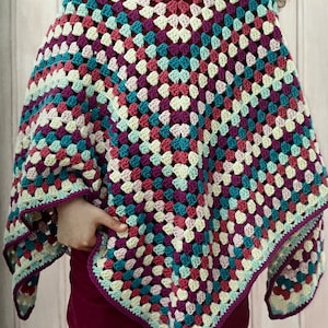 Crochet Child's Granny Square Poncho PDF Pattern Instant Download