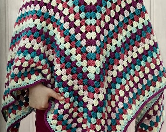 Crochet Child's Granny Square Poncho Pattern Easy Crochet