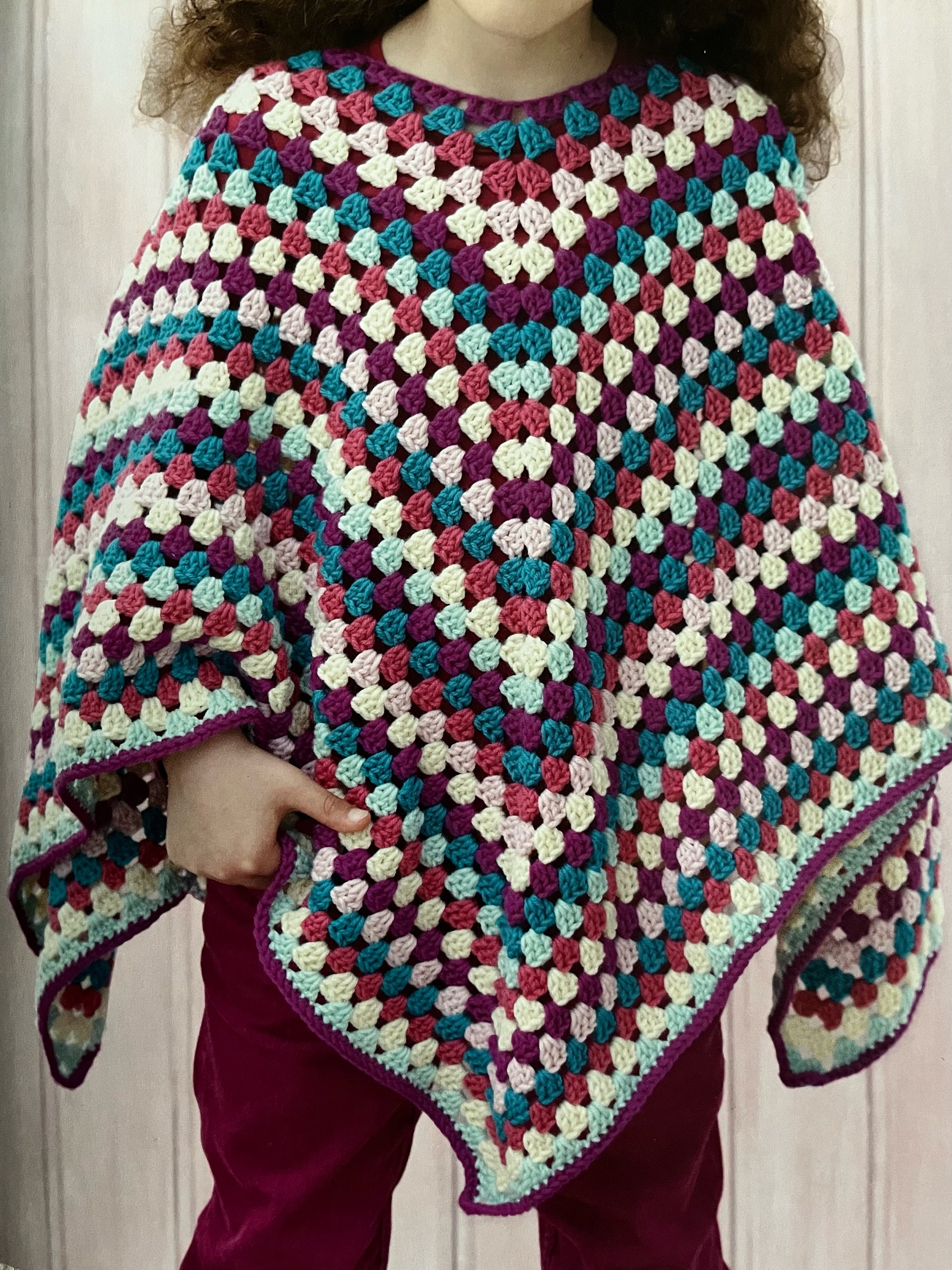 【D&G】Granny square/WOOL crochet Poncho PATTERN, Crochet Granny Square Poncho, Made to Measure, Size