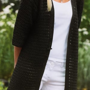 Patroon gehaakt lang vest Creëer een elegante, comfortabele zomerstijl met lange mouwen Een eenvoudig haakzelfstudieontwerp Digitale download afbeelding 2