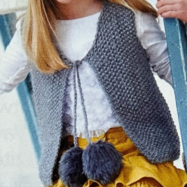 Knitted Childs Waistcoat Knitting PDF Pattern Knitted Gilet Instant Download