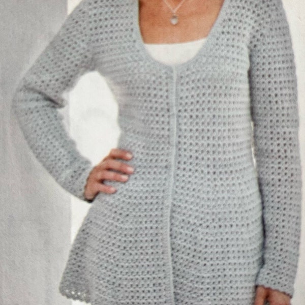 Crochet A Stunning Cardigan with Flared Hemline PDF Pattern Instant Download