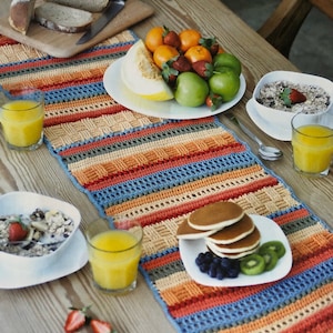 Crochet Table Runner Pattern Easy Dining Centrepiece Colourful designs For Your Home Crocheting Tutorial Instant Digital Download