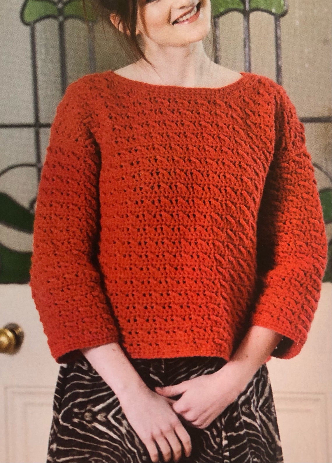boat neck crochet sweater pattern