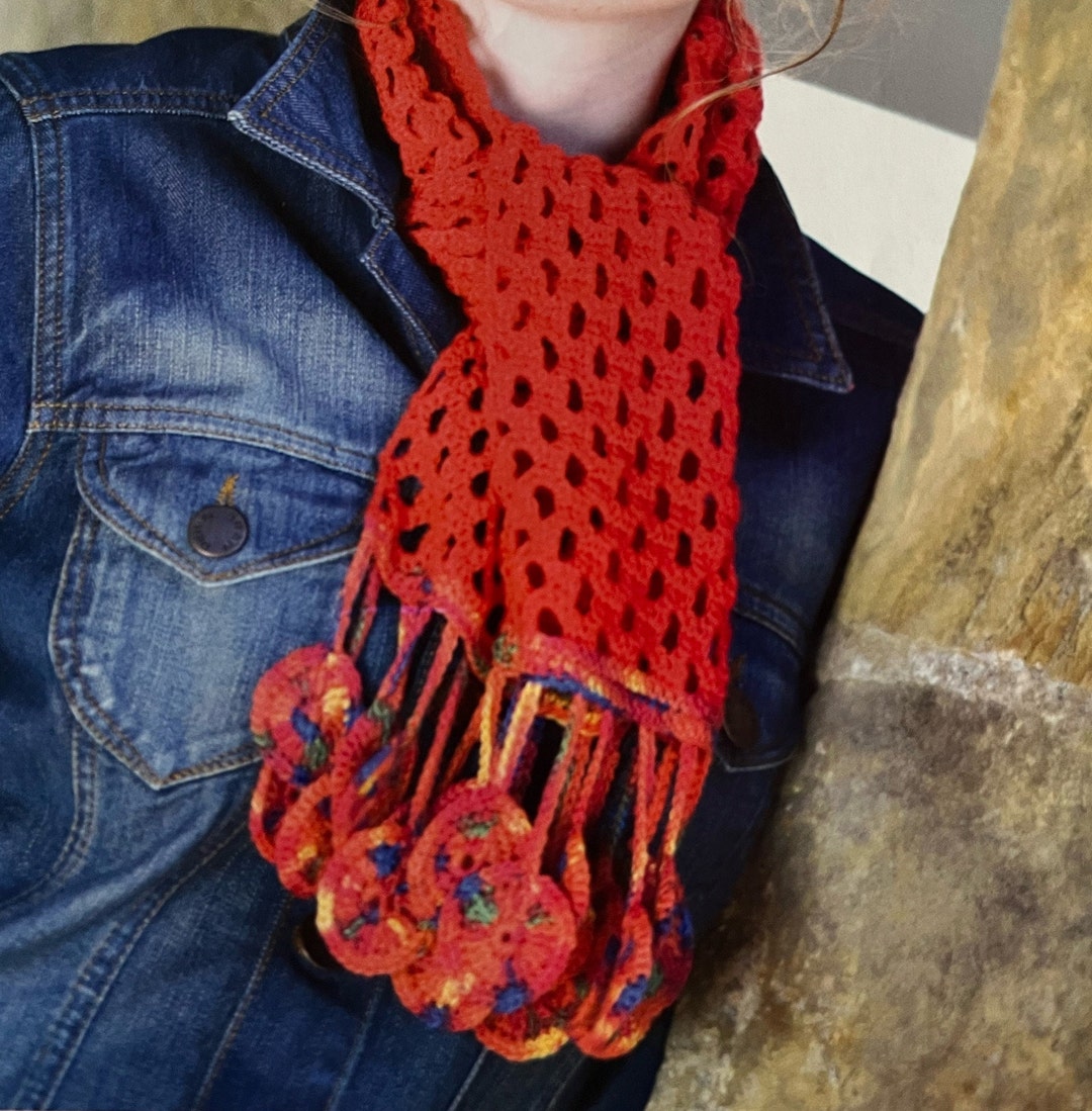 Crochet Disc Tassel Scarf Pattern PDF Crocheting Instant Etsy