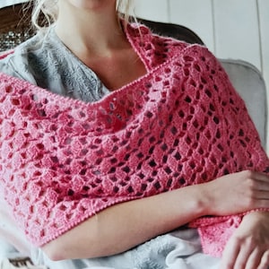 A Lovely Crochet Lace and Fan Shawl Pattern That&#39;s Perfect For Beginners Instant Download
