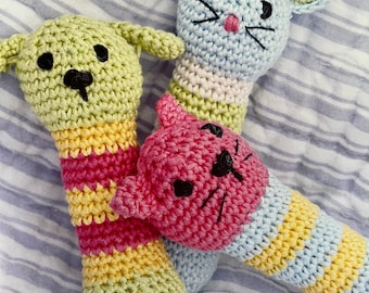 Cute Crochet Baby Animal Rattle PDF Pattern Instant Download