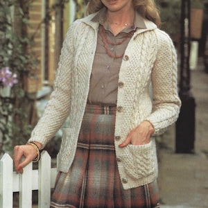 Classic Aran Jacket Knitting Pattern A Timeless Textured Cosy Long Cardigan With Cable Stitches Easy Knitting Tutorial Digital Download