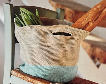 Easy Crochet Rustic Shopping Bag Yarn Bag Pattern Instant Download