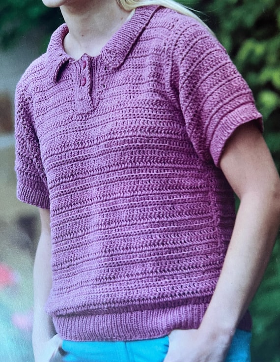 Crochet Polo Shirt Pattern Sporty Summer Top Design Lady's Golf Shirt Pattern Lightweight Crochet Pattern Instant Download