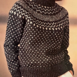 Knitted Fair Isle Jumper Pattern Warm Winter Design for Timeless Sweater Knitting Tutorial instant Digital Download