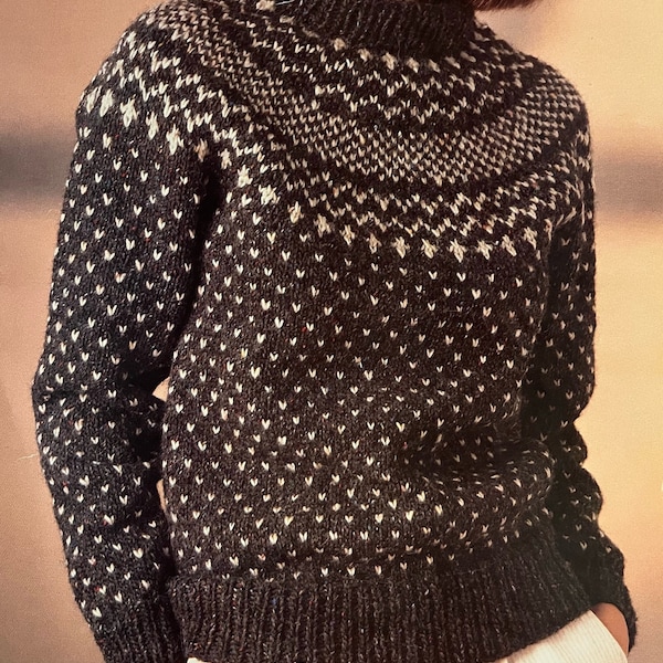 Vintage Traditional Fair Isle Beautiful Sweater Jumper Knitting Pattern Instant Download