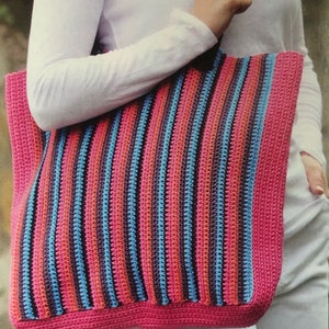 Crochet Large Bag Pattern Create an Oversized Colourful Striped Crochet Vertical Tote Crocheting Tutorial Instant Digital Download