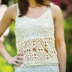 Crochet Granny Square Pattern Lacy Vest Top Lovely Crochet Lace Cotton Summer Chic Top Crocheting Tutorial Instant Digital Download