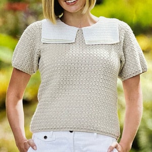 Crochet Sailor Top Sweater Pattern Classic Summer Crochet Top Design Easy Crochet Tutorial Digital Download
