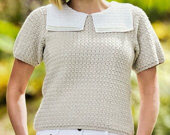 Gehäkelte Matrosen-Top Pullover Muster Klassisches Sommer Häkeltop Design Einfache Häkelanleitung Digital Download