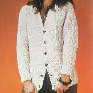 Vintage Aran Crochet Cardigan Pattern Create a Classic Warm Stylish Cardi For Winter Crocheting Tutorial Instant Digital Download