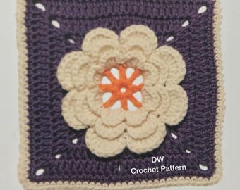 Crochet Flower Granny Square PDF Crochet Pattern Instant Download