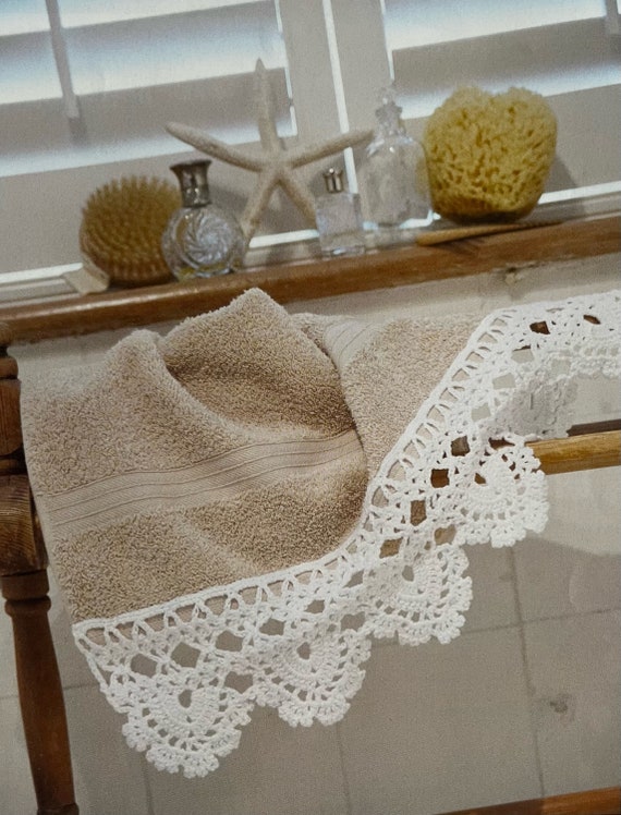 WHITE Yarn Crochet Top DOG with STARS-STRIPES SCARF Print Cotton Kitchen  Towel