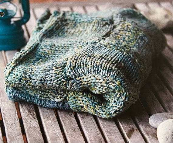 Knitted Sea Like Themed Blanket Variegated Yarn Throw Knitting PDF