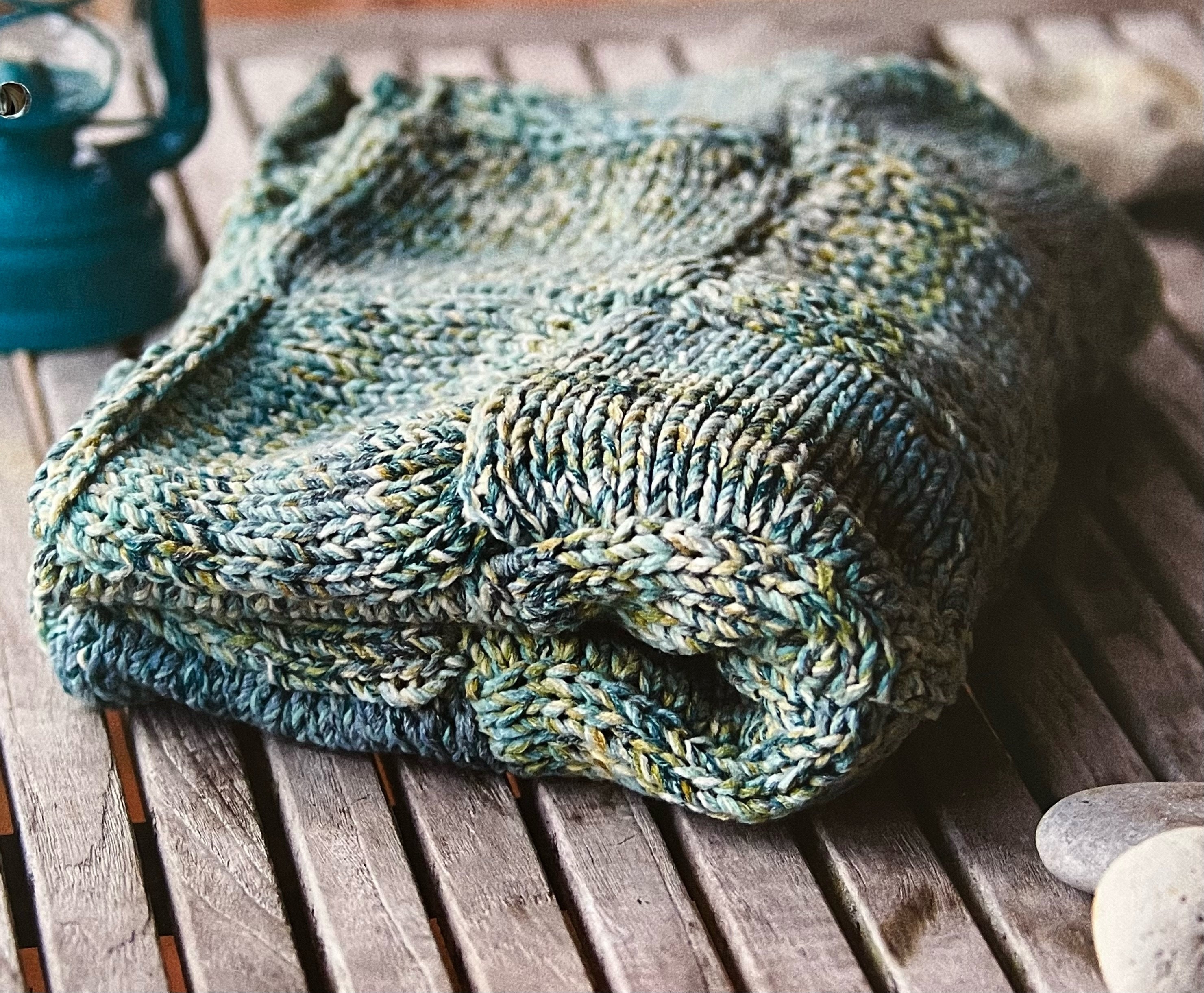 Knitted Sea Like Themed Blanket Variegated Yarn Throw Knitting PDF Pattern  Instant Download 