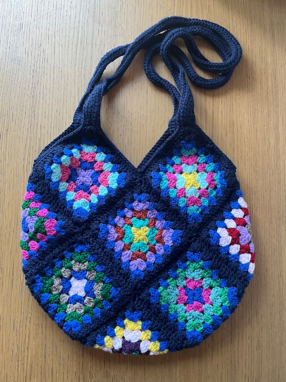 Handmade Crochet Granny Square Bag Boho Chic Etsy Nederland