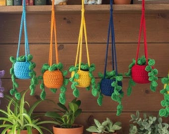 Crochet Hanging Plant Pot Decoration Crocheting Leafy Vines Easy Crocheting Tutorial Feature Wall and Window Décor Instant Digital Download