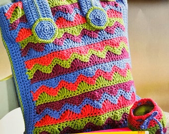 Crochet Chevron Book Bag and Apple Cosy Pattern A fun Project To Make Instant Download