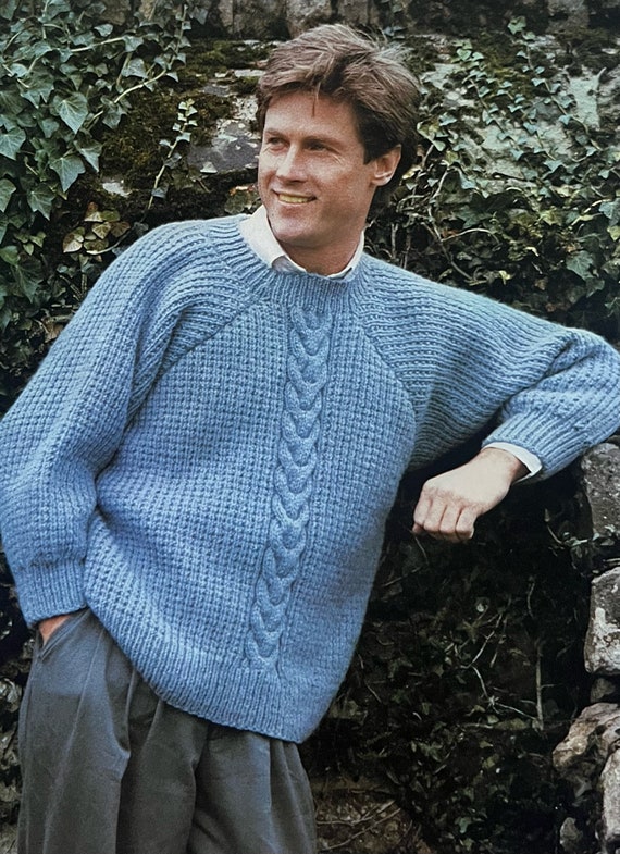 Man's Knitted Cable Sweater Pattern Create a Men's Size Chunky