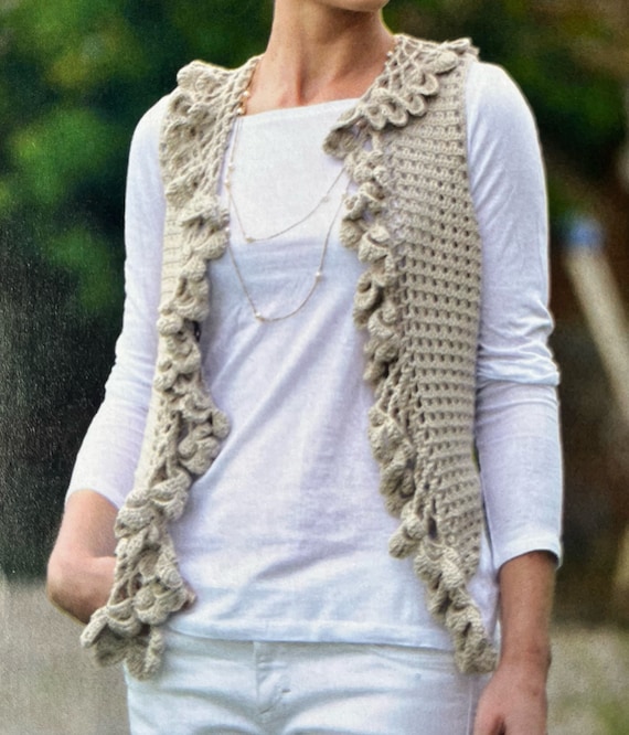 Cardigan Donna Estivo Leggero Famulily | Maniche 3/4, Uncinetto A Reticolo, Volant | 100% Poliestere | Taglie S-XXL