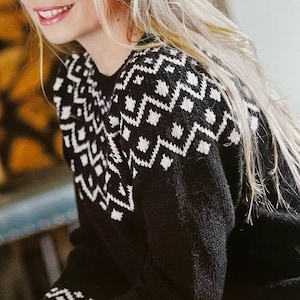 Women&#39;s Knitted Fair Isle Sweater Knit A Trendy Nordic Style Jumper Easy Knitting Tutorial Instant Digital Download