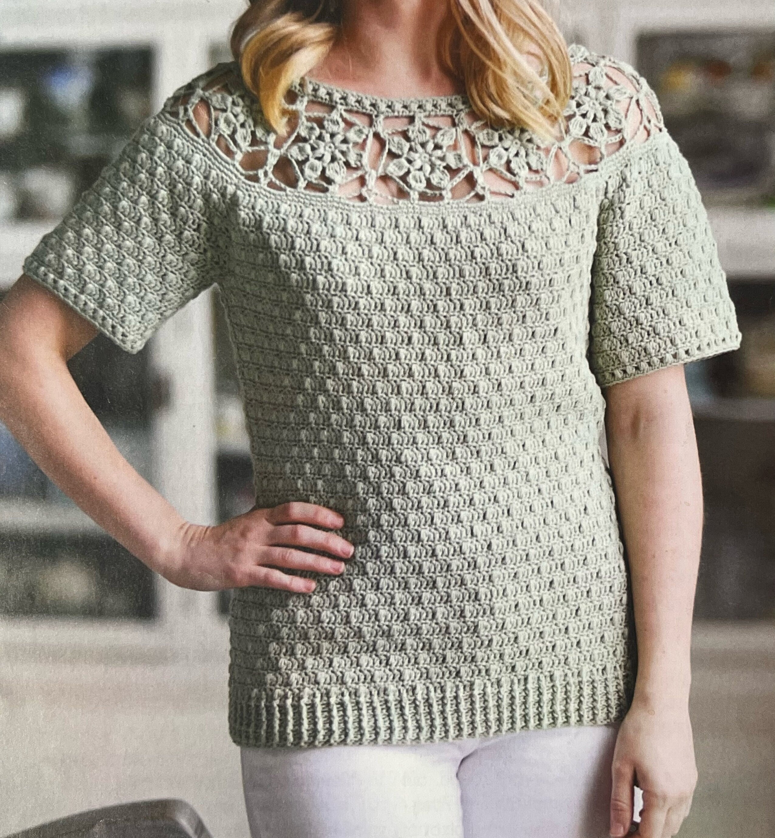 トップス yoke Crochet Knit Shirt SIZE2 Sylvan Yoke – Crochet Pattern for DK weight Top-Down