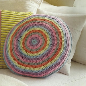 Crochet A Fun Easy Round Rainbow Cushion Crocheting Circle Pillows Rainbow Stripes A Simple Quick Crochet Tutorial Digital Download