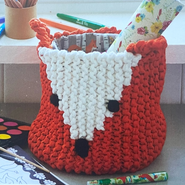 Knitted Fox Desk Tidy Knitting PDF Pattern Fox Basket Instant Download
