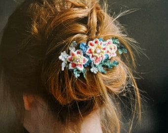 Beautiful Crochet Beads and Flowers Hair Clip Crochet Pattern Perfect Handmade Hair Accessory Crocheting Tutorial Instant Digital Download
