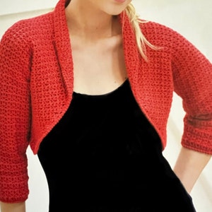 Crochet Bolero Pattern Cropped Style Cosy Shrug 1950s Design Snug Pretty Autumn Cardigan Crocheting Tutorial Instant Digital Download
