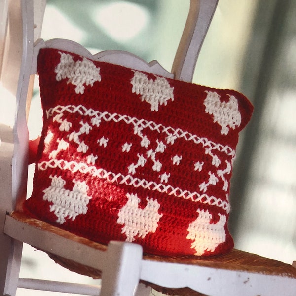 Winter Themed Crochet Scandinavian Style Cushion Pattern Instant Download