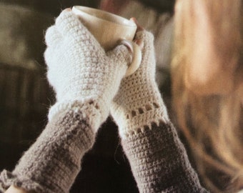 Crochet Long Fingerless Gloves Pattern Create Warm Mitts For Autumn and Winter Gloves Designs Crocheting Tutorial Instant Digital Download
