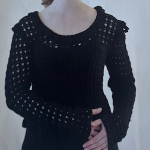 Crochet Gothic Sweater Pattern Ruffle Top Halloween Style Crocheting Tutorial A Stylish Autumn Jumper Pattern Instant Digital Download